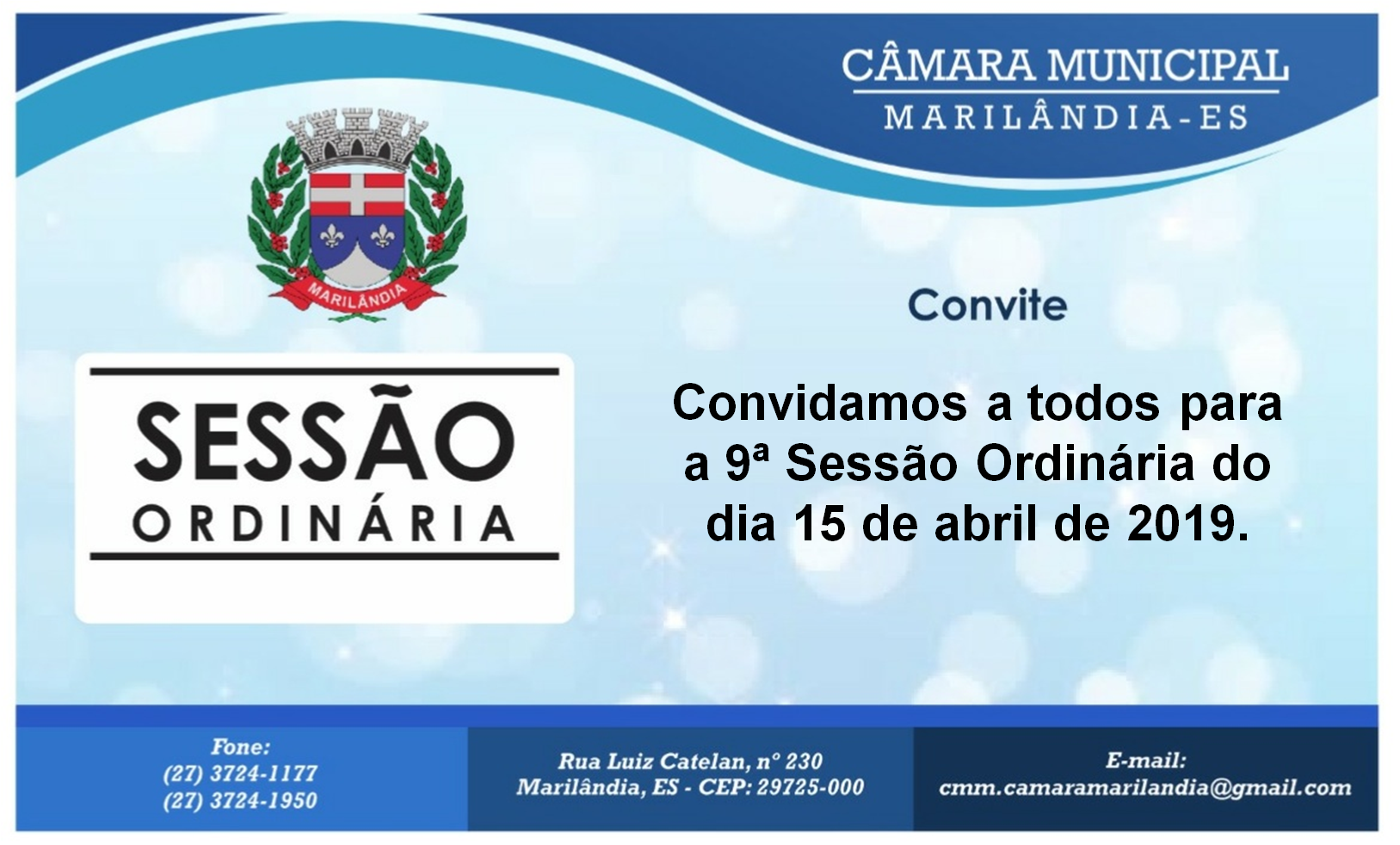 Convite para a 9ª Sessão Ordinária